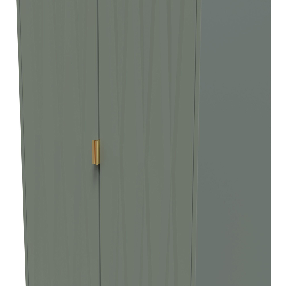 Crowndale Diamond Ready Assembled 2 Door Reed Green Tall Double Wardrobe Image 5