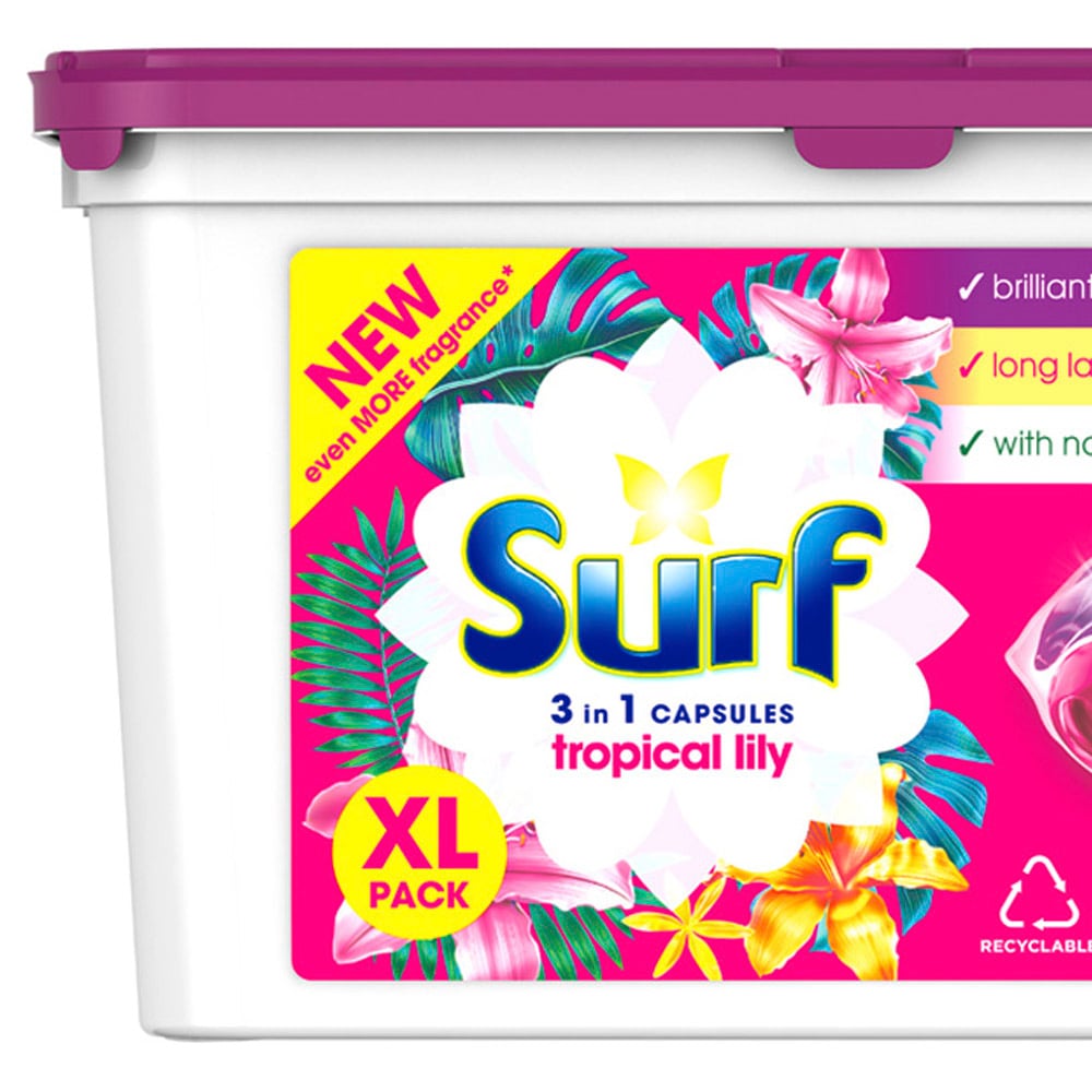 Surf 3 in 1 Tropical Lily Laundry Washing Capsules 45 Washes Case of 3 Image 4