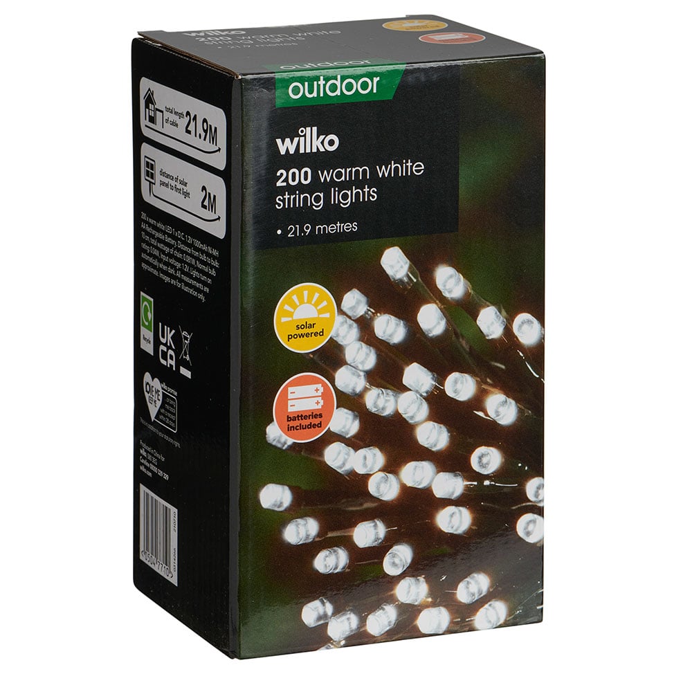 Wilko 200 LED Warm White Solar String Lights Image 3