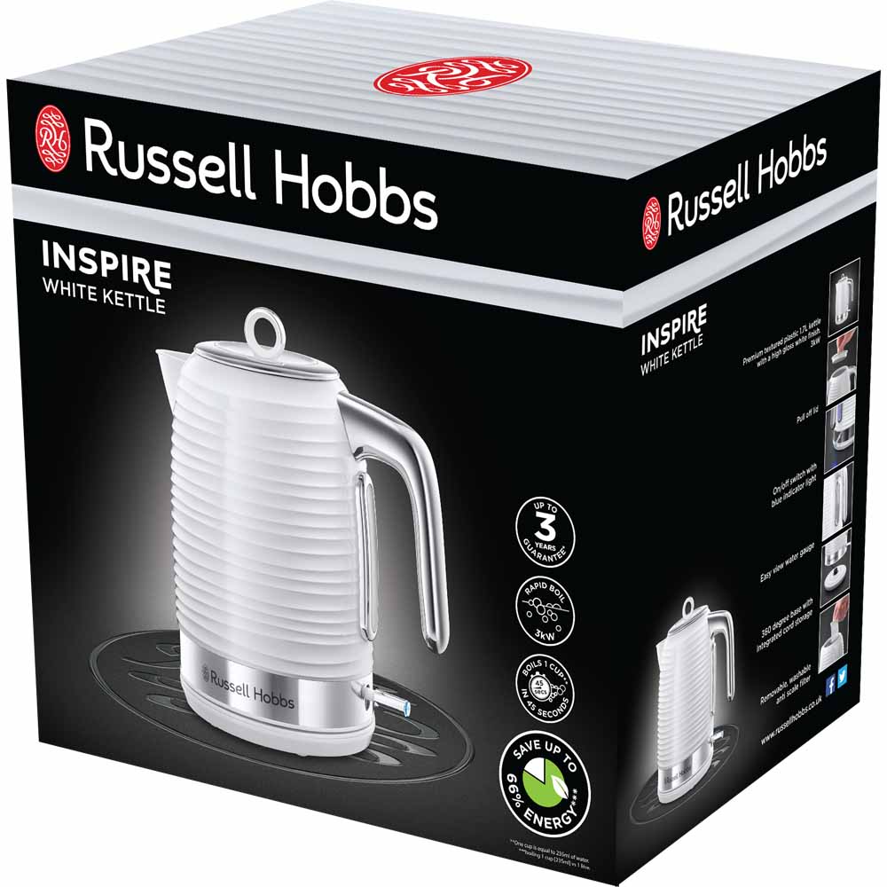 Rusell Hobbs White Inspire Kettle 1.7L Image 3