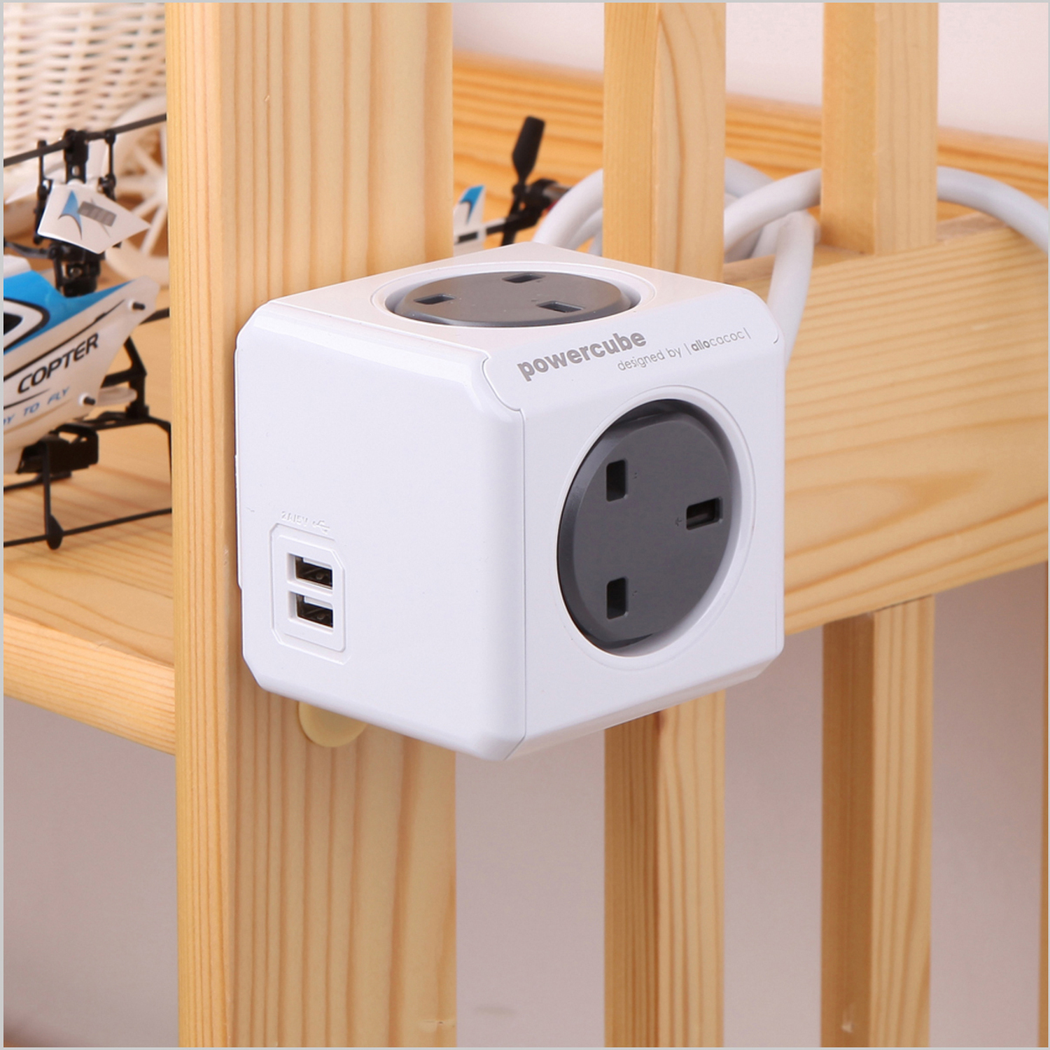 Allocacoc Powercube 1.5m Extension with Dual USB Ports Image 5