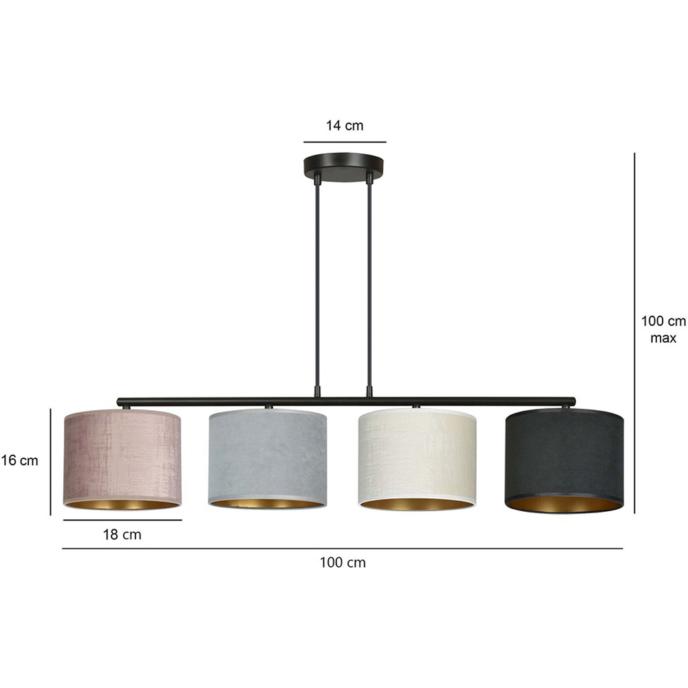 Emibig Hilde 4 Light Black Grey and Pink Shade Black E27 Ceiling Pendant Light Image 9