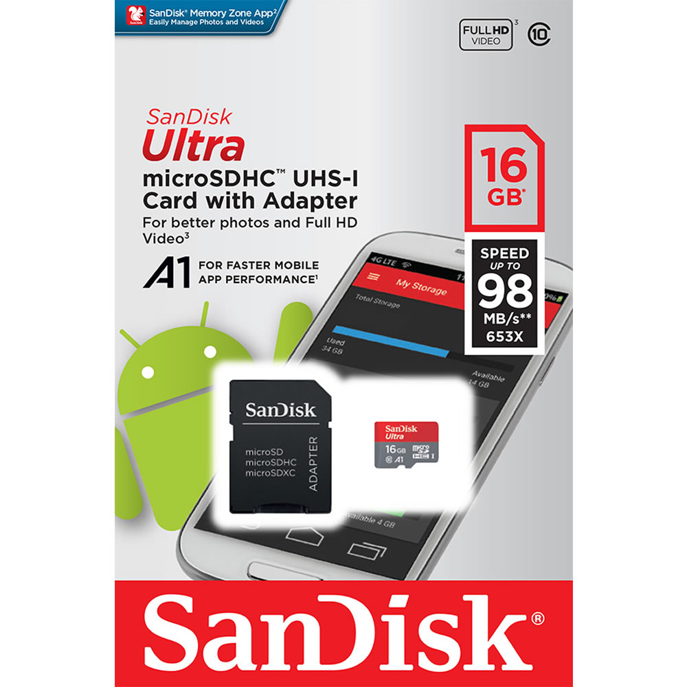 SanDisk 16GB Ultra Micro SDHC A1 UHS-1 Image