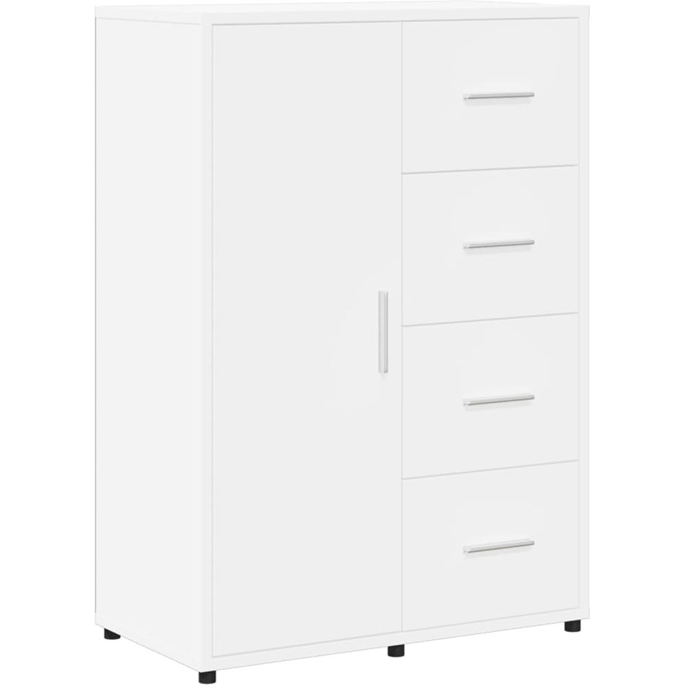 vidaXL Single Door 4 Drawer White Sideboard Image 2