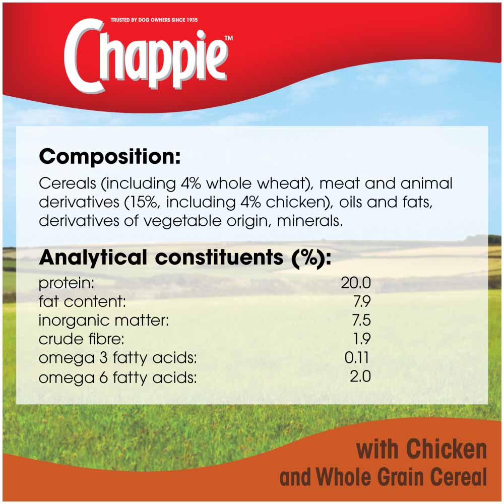 Chappie Chicken and Whole Grain Cereal Complete Dry Dog Food Case of 3 x 3kg Image 8