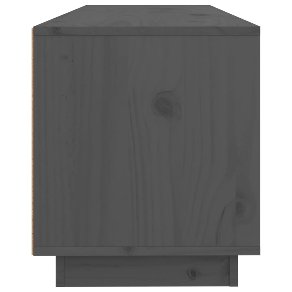 vidaXL 2 Drawer 4 Shelf Grey Solid Pine Wood TV Cabinet Image 8