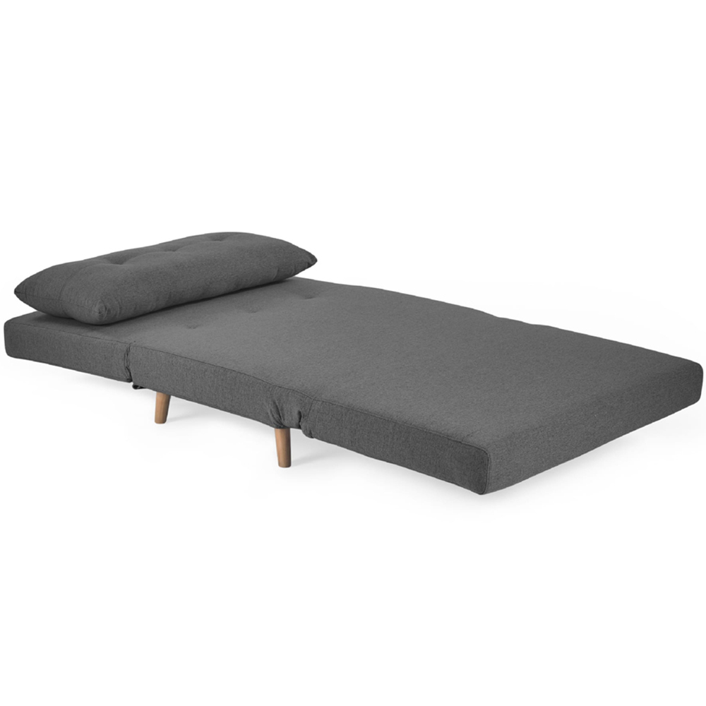 Julian Bowen Rowan Single Seater Mid Grey Button-Tufted Sofa Bed Image 3