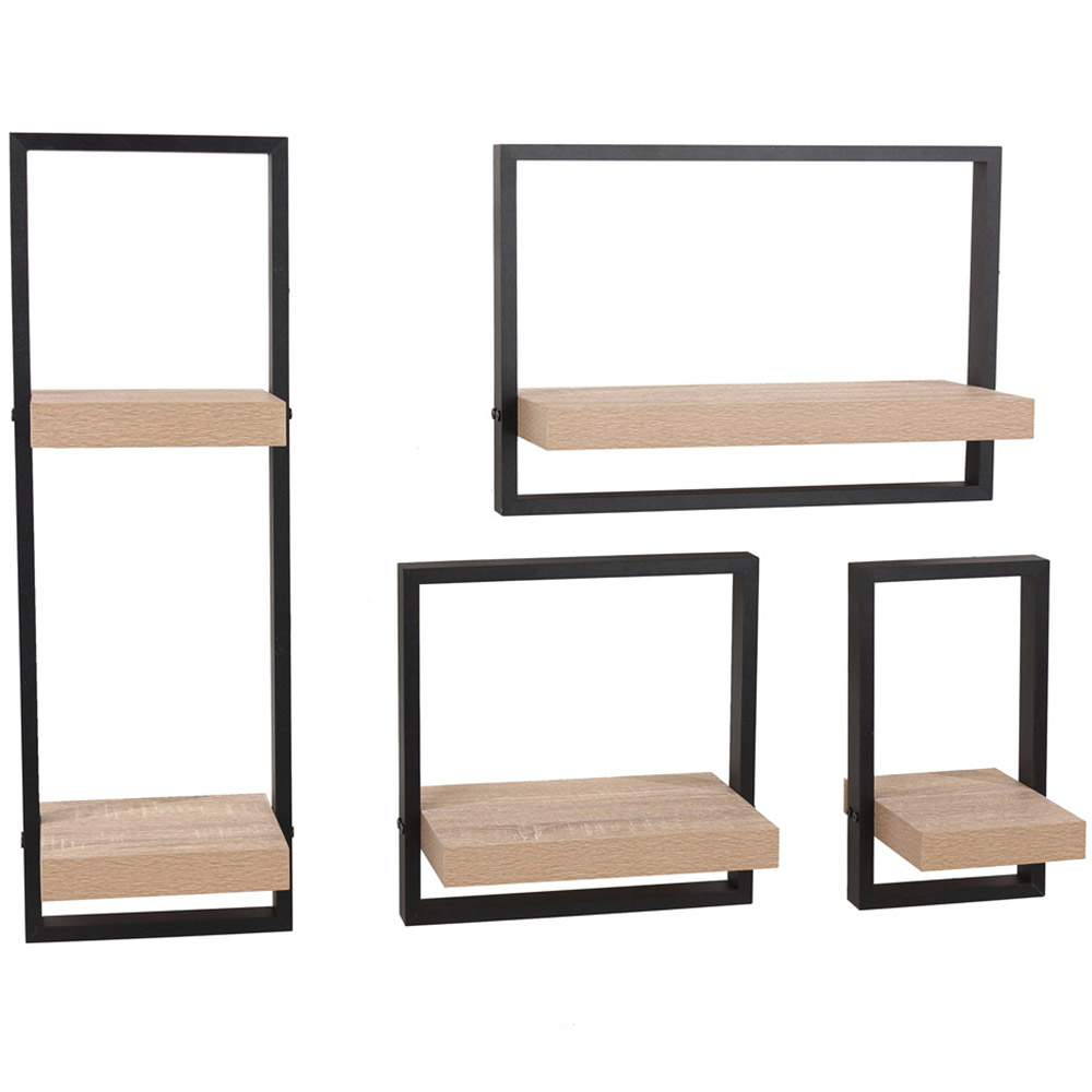 Core Products Nova 35cm Oak and Black Framed Floating Shelf Kit Image 2
