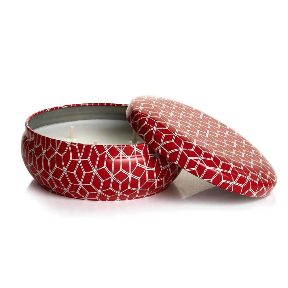 Wilko Red Tin 3 Wick Candle Wilko