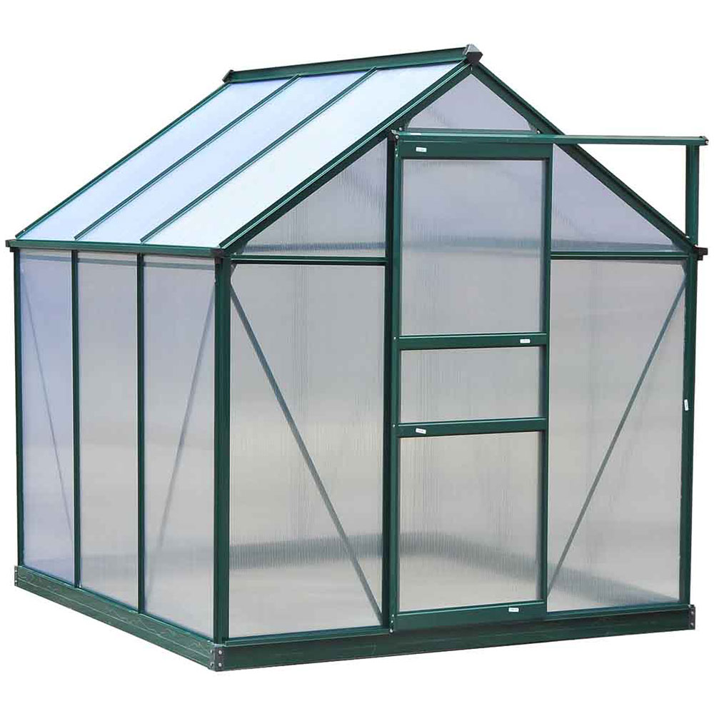 Outsunny Green Polycarbonate 6.2 x 6.2ft Greenhouse Image 1