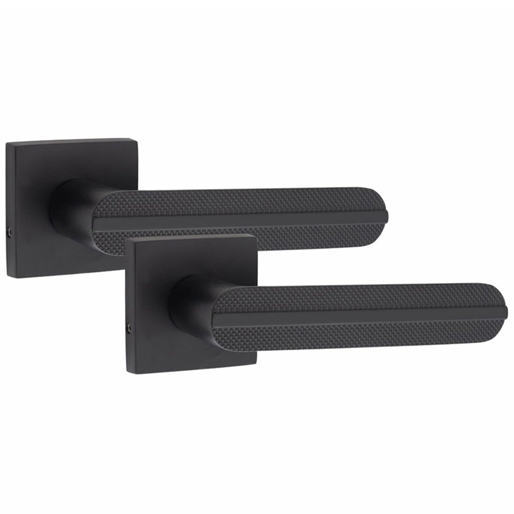 Golden Grace Square Rose Matt Black Finish Modern Lima Design Door Handle Set Image 1