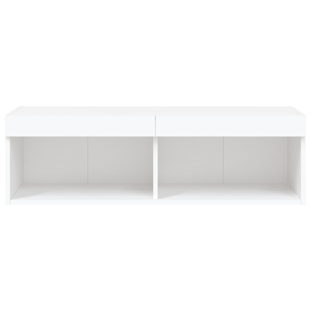 vidaXL 2 Shelf White Wall Mounted LED TV Cabinet Image 4