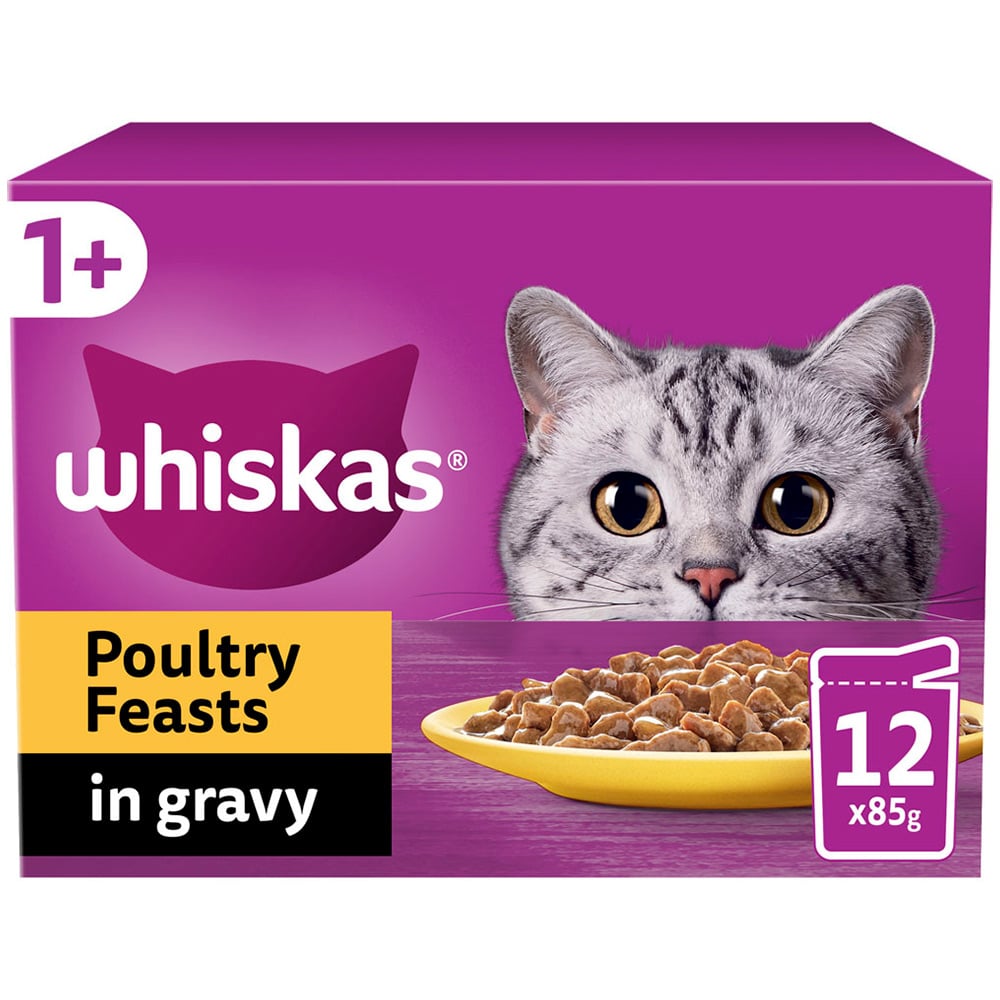 Whiskas Poultry Selection in Gravy Adult Wet Cat Food Pouches 85g Case of 4 x 12 Pack Image 2