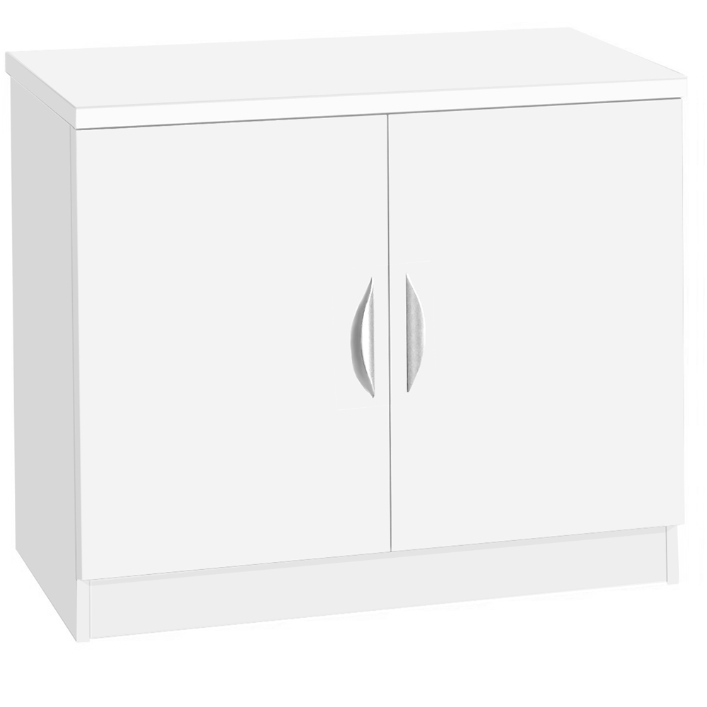 R White Cabinets 2 Door White Desk Height Wide Cupboard Image 2
