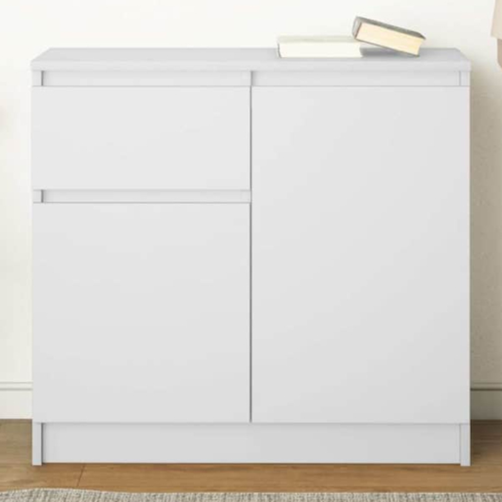 vidaXL 2 Door Single Drawer White Sideboard Image 1