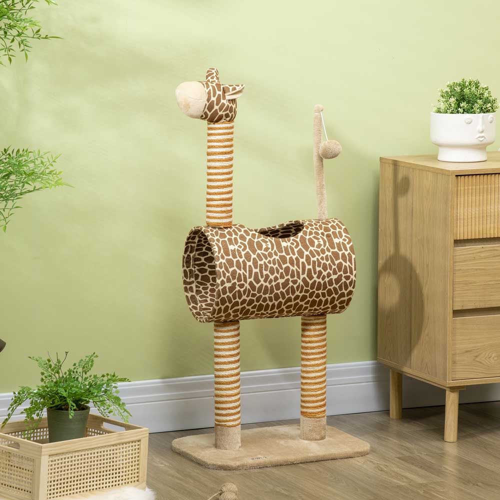 PawHut Cute Giraffe Kitten Play Tower Image 2