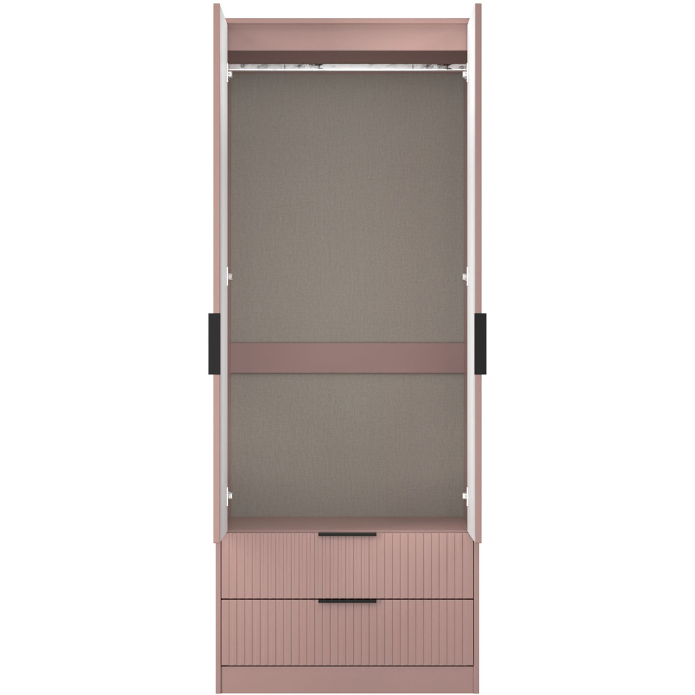 Crowndale Fluted 2 Door 2 Drawer Kobe Pink Tall Wardrobe Ready Assembled Image 8