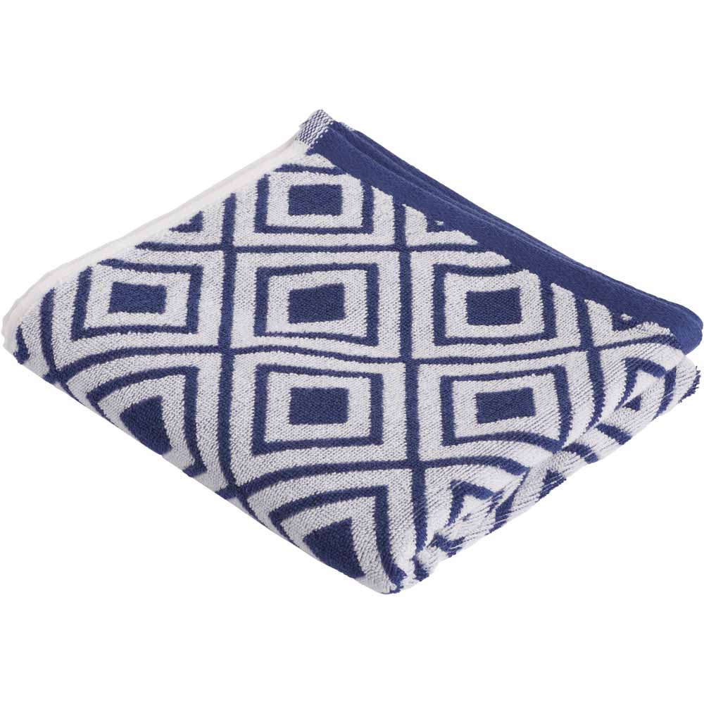 Wilko Blue Geo Hand Towel Wilko