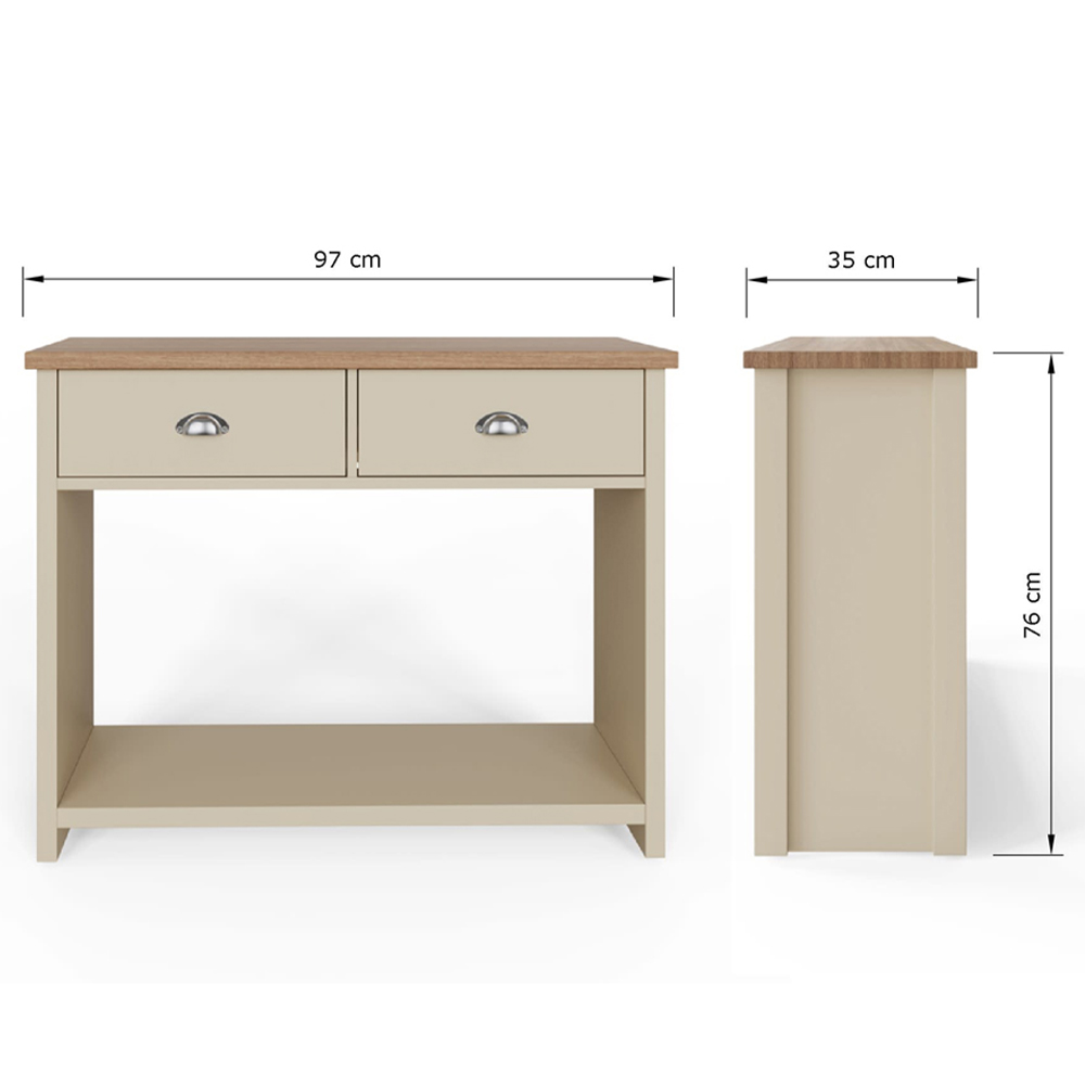 GFW Lancaster 2 Drawer Cream Console Table Image 9