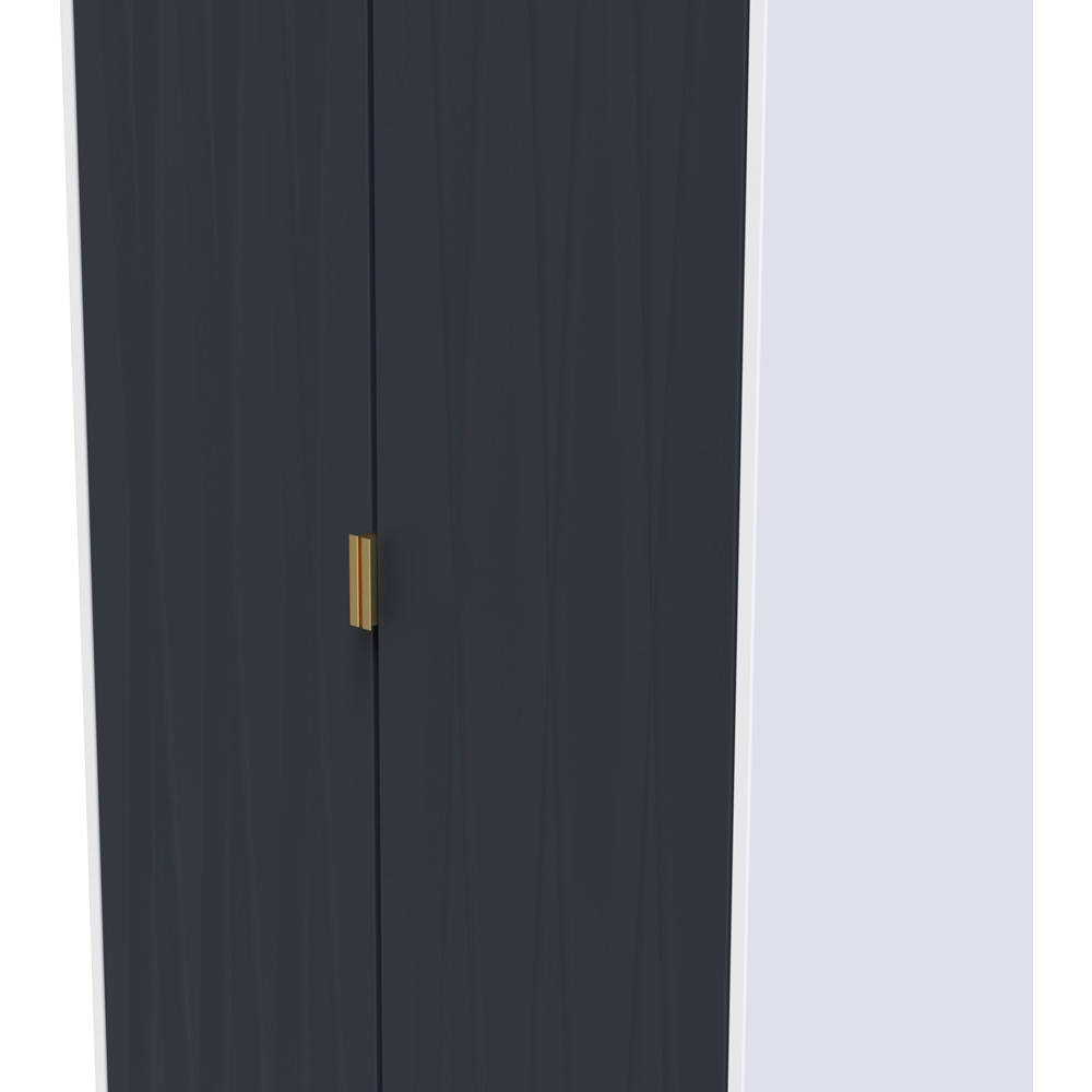Crowndale Diamond Ready Assembled 2 Door Matt Indigo and White Tall Double Wardrobe Image 6