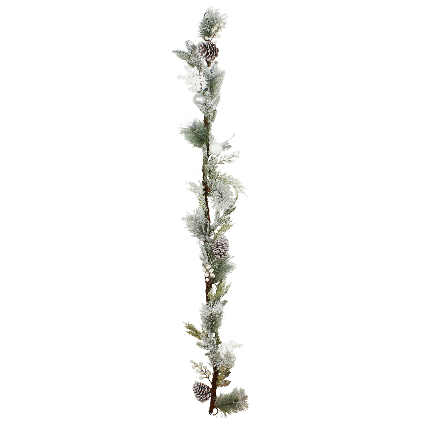 Frosted Snowy Garland Silver - Silver Image 1