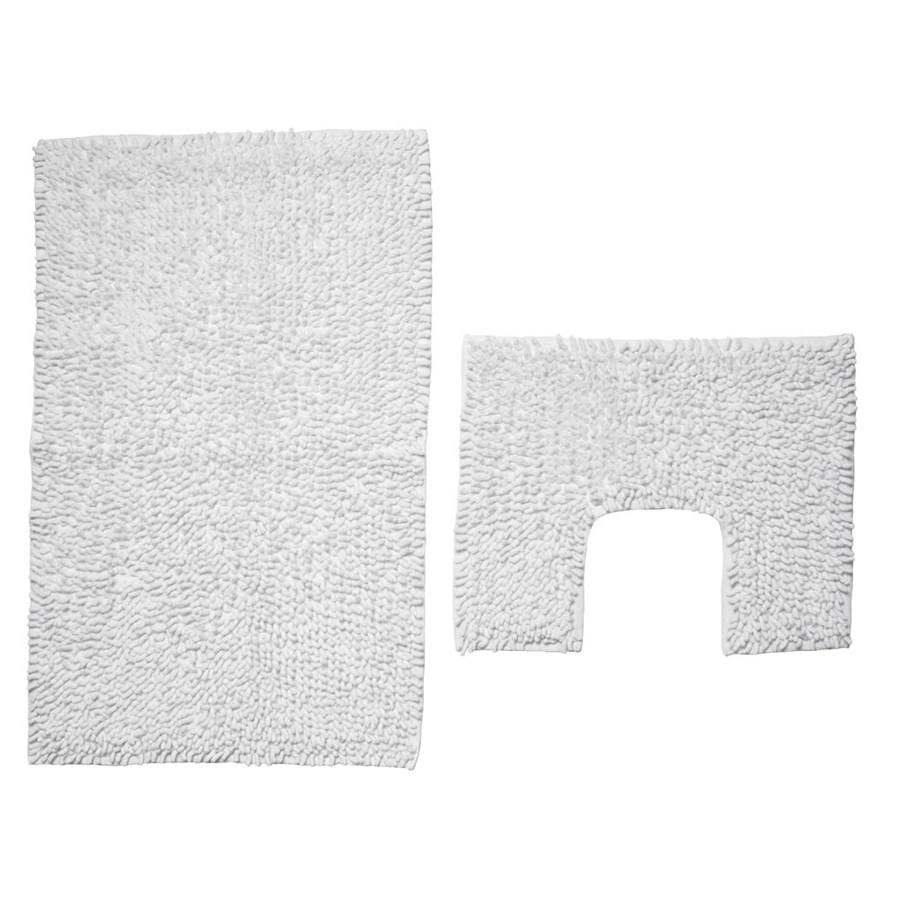 Wilko White Pedestal and Bath Mat Set Wilko