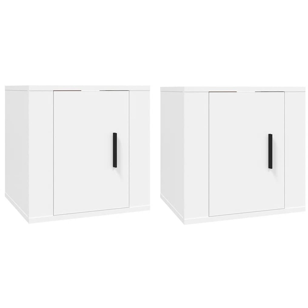 vidaXL Single Door White Wall Mounted TV Cabinet Set of 2 Image 3