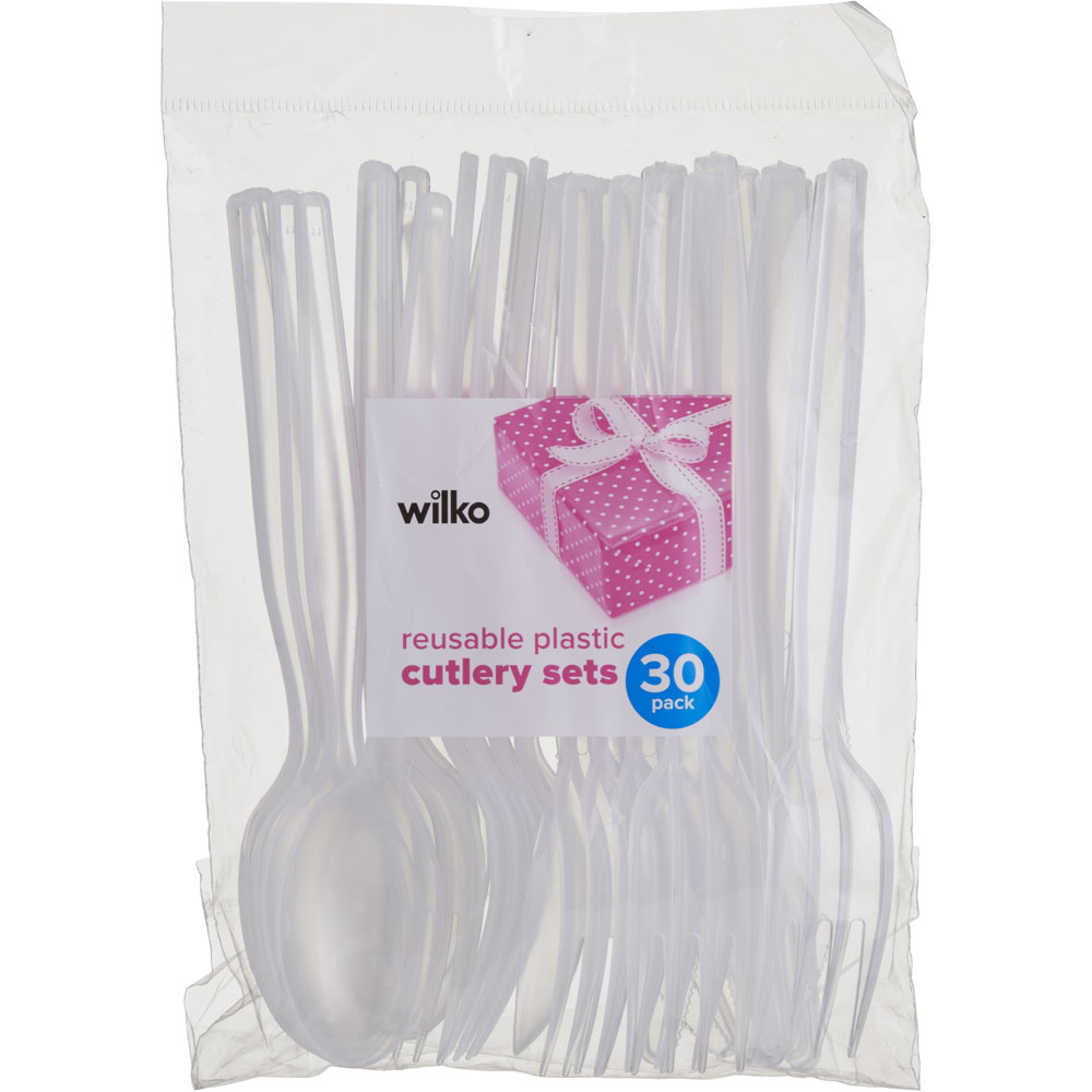 Wilko 30 Pack Reusable Plastic Cutlery Set   Image 2