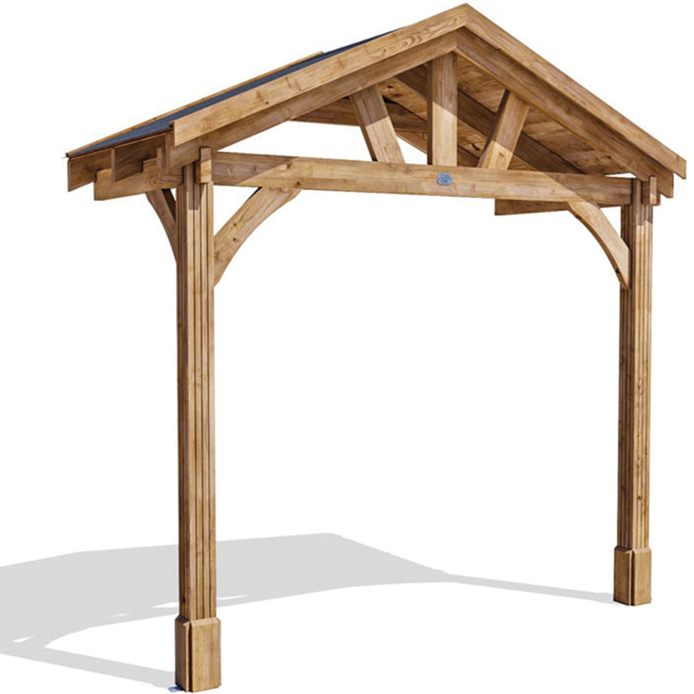 Dunster House Thunderdam 3 x 1.5m Brown Full-Height Porch Canopy with Black Shingle and 2 Posts Image 2