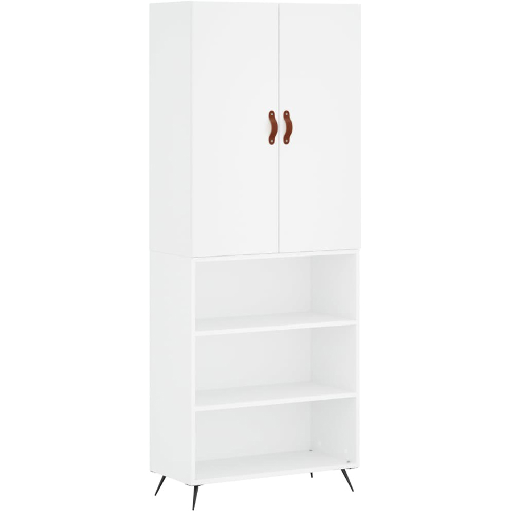vidaXL 2 Door 3 Open Shelf High Gloss White Highboard Image 2