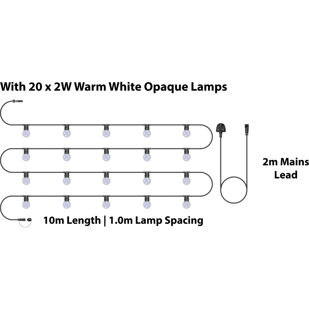 Eagle Connect Festoon 20 Warm White Opaque Lamps LED String Light 10m Image 5