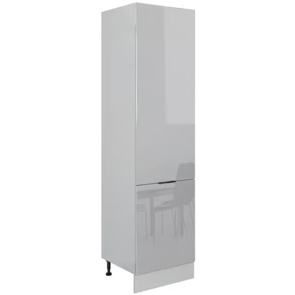 Impact Furniture Star 2 Door Light Grey Gloss Tall Freestanding Kitchen Larder Unit 600mm Image 3