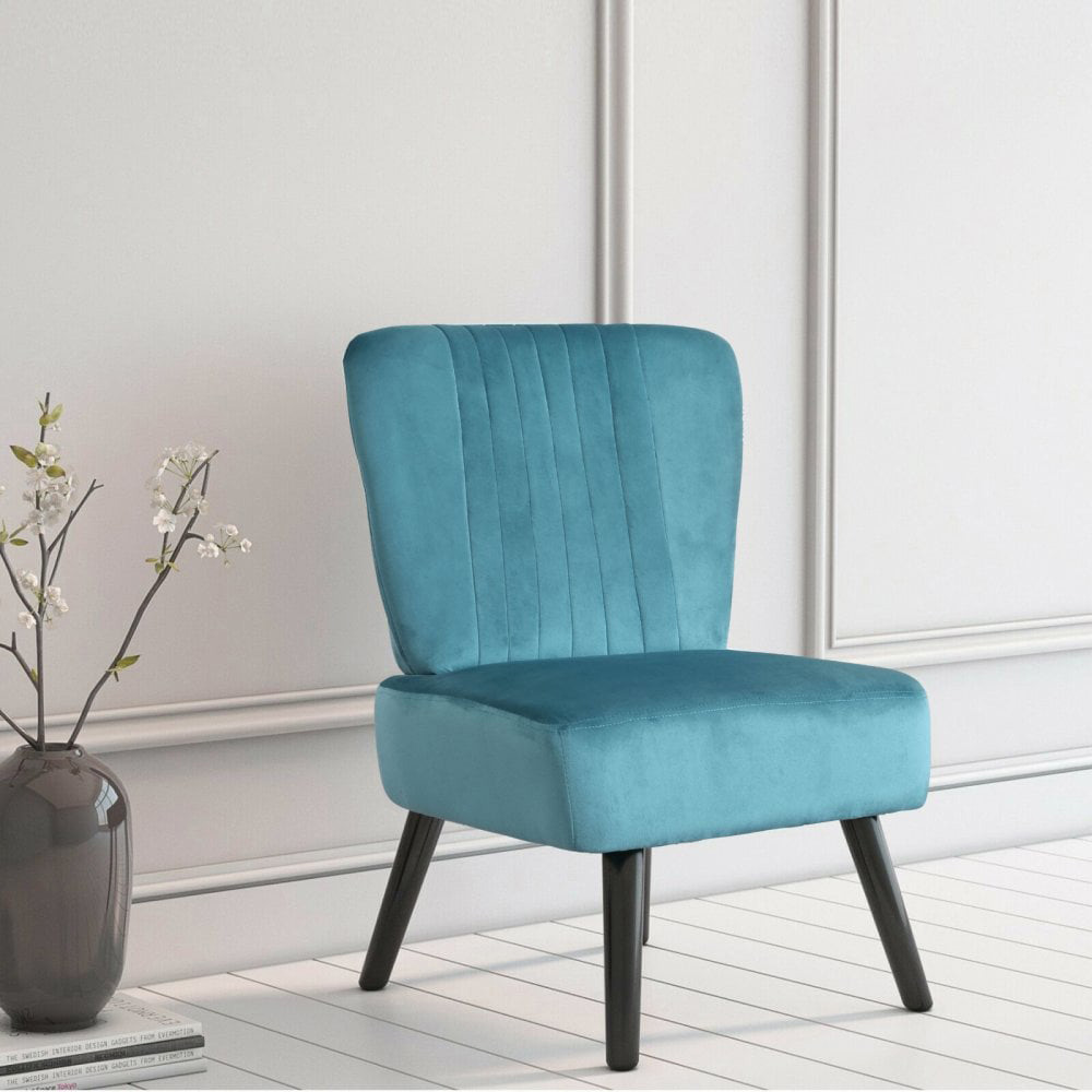 Neo Teal Velvet Shell Accent Chair with Black Legs Image 3