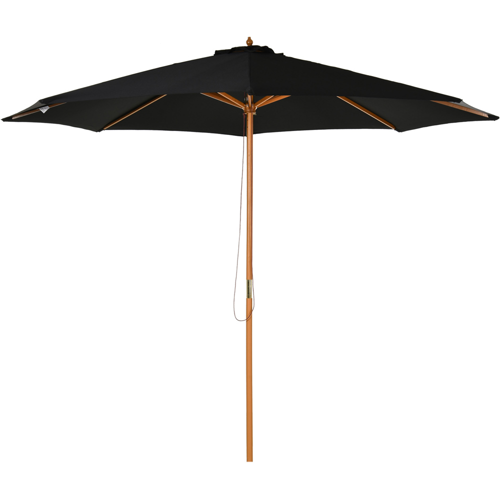 Outsunny Black Bamboo Rope Pully Parasol 3m Image 1
