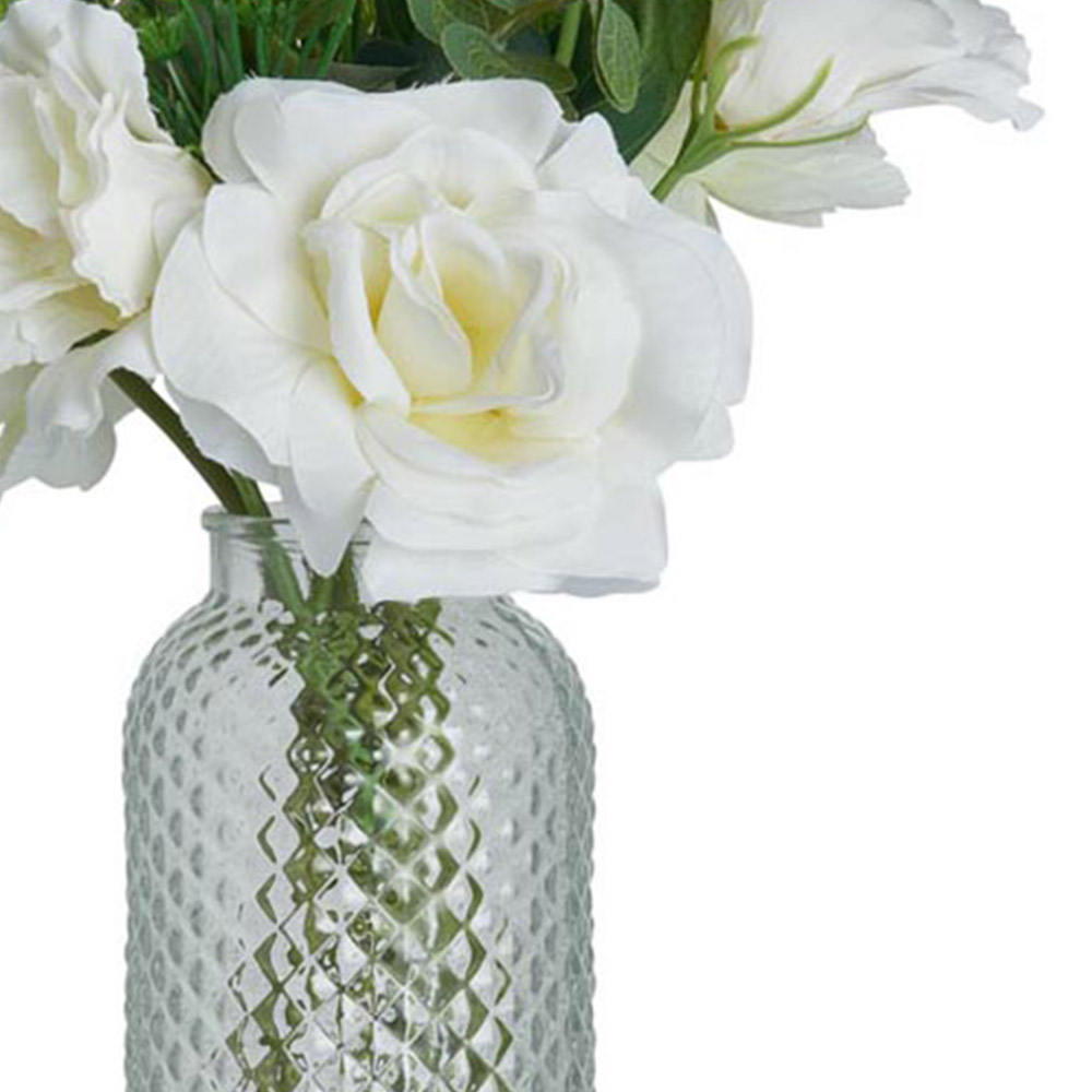 Wilko Peony & Rose Faux Arrangement in Glass Vase Image 6