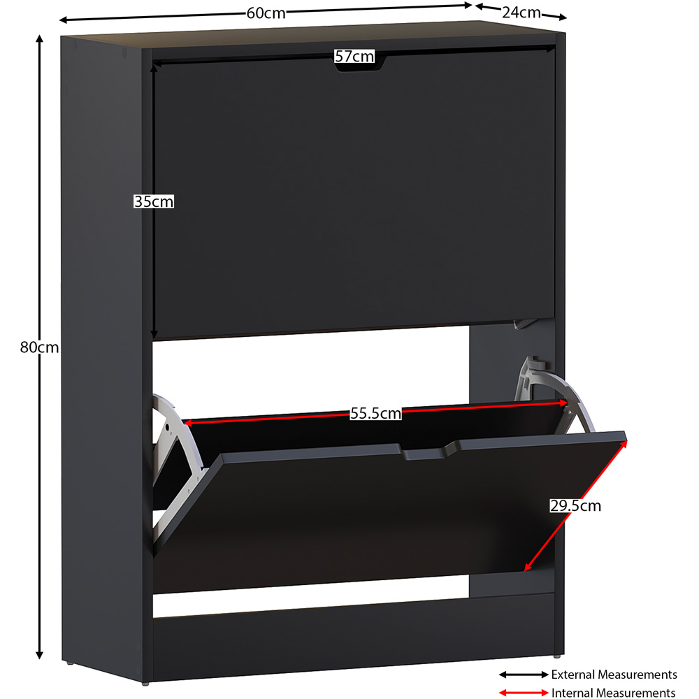 Vida Designs 2 Drawer Black Shoe Cabinet Image 8