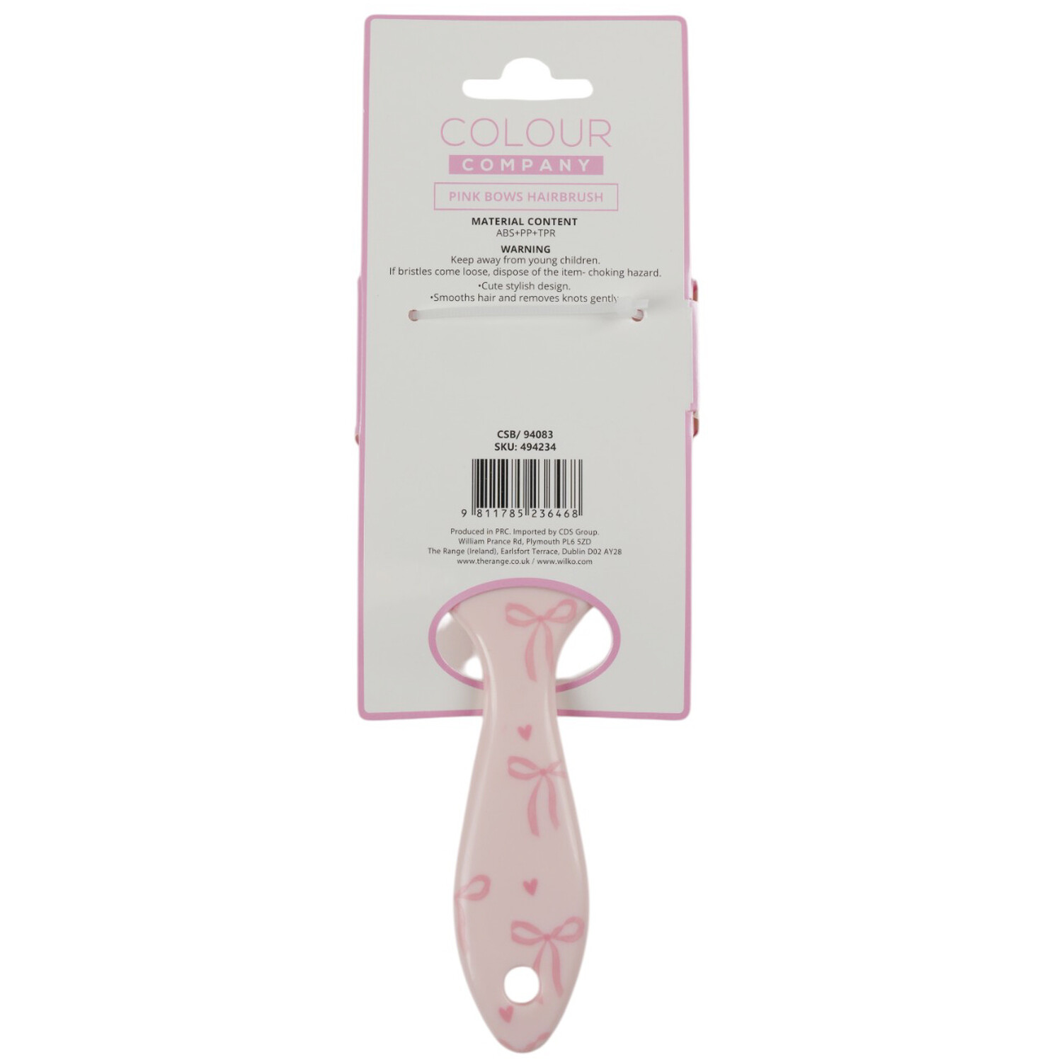 Colour Company Bows Hairbrush Pink Image 2
