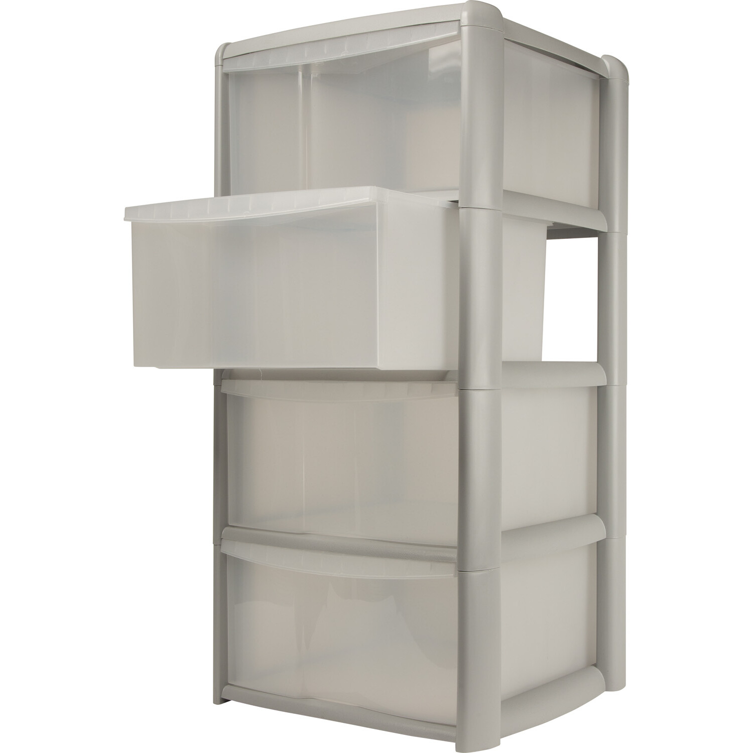 Grey 4 Drawer Tower Storage Unit Image 2