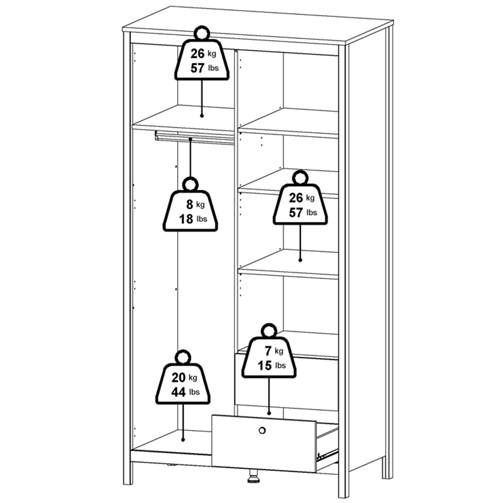 Florence Barcelona 2 Door 2 Drawer Matt Black Mirrored Wardrobe Image 9