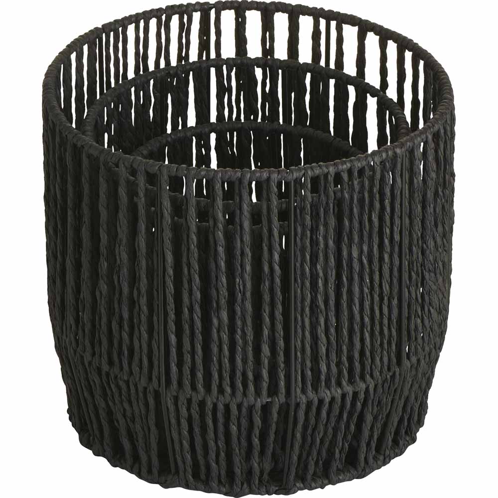 Wilko Black Paper Rope Basket 3 Pack Image 2