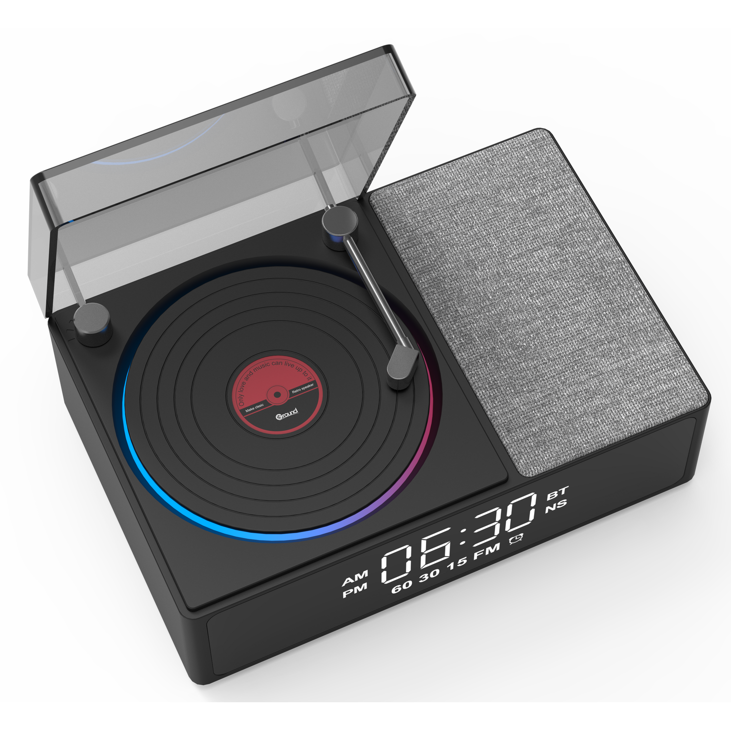 Sensei Vintage Speaker with Alarm ClockBlack Image 4