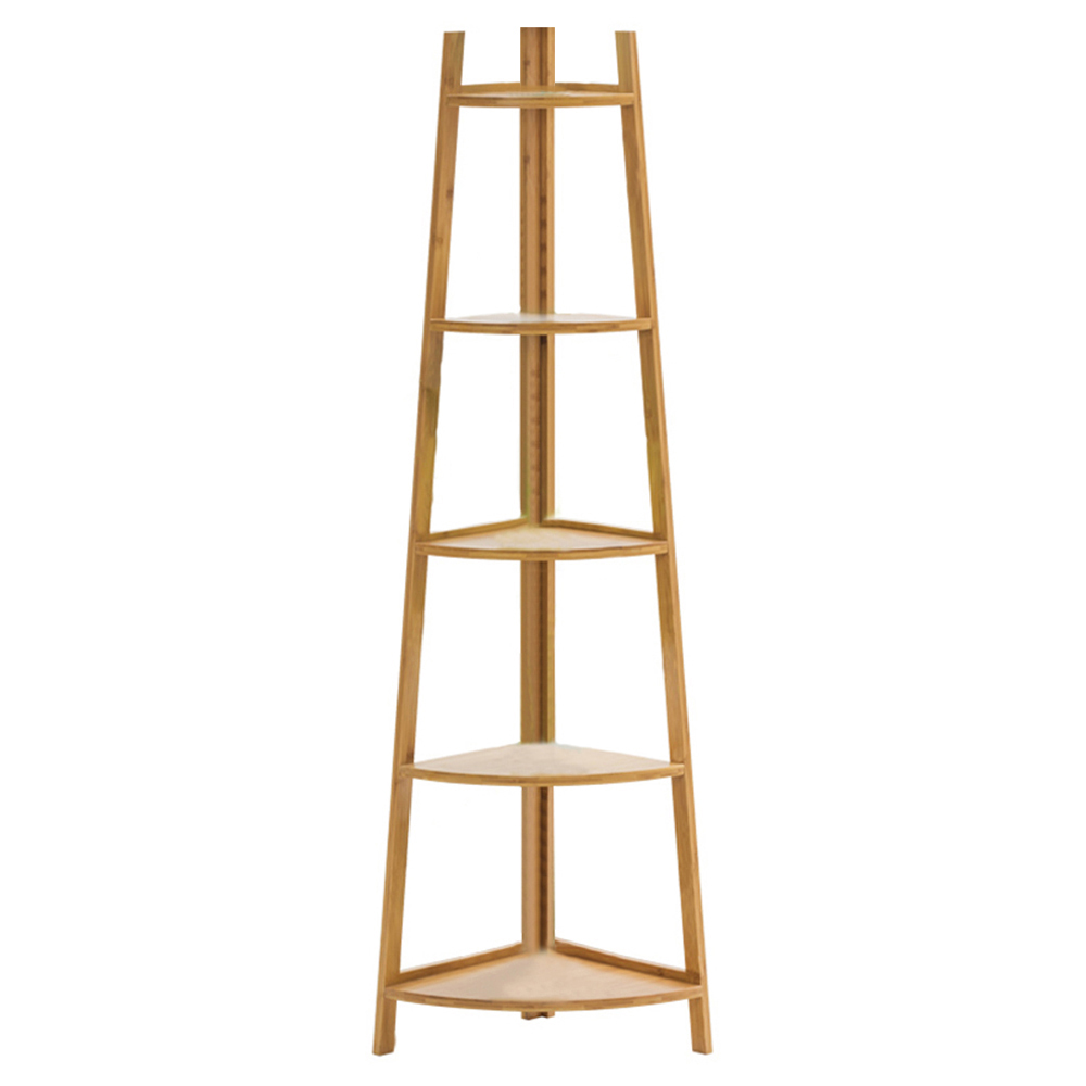 Living and Home Natural 5 Tier Corner Ladder Shelf for Plant Wilko