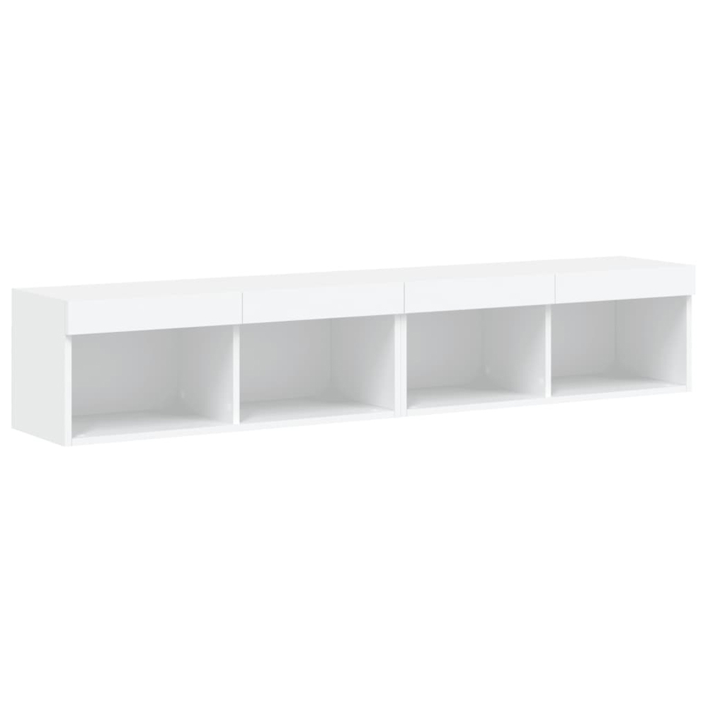 vidaXL 2 Shelf White Wall Mounted LED TV Cabinet Set of 2 Image 5