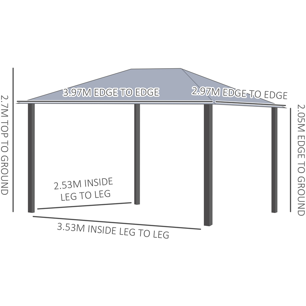 Outsunny 4 x 3m Grey Pavilion Patio Shelter with Curtains Image 7