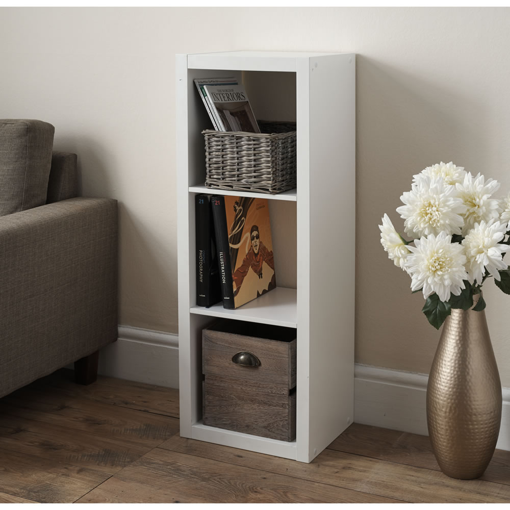 Wilko Oslo White 3 Cube Storage Shelving Unit Image 2