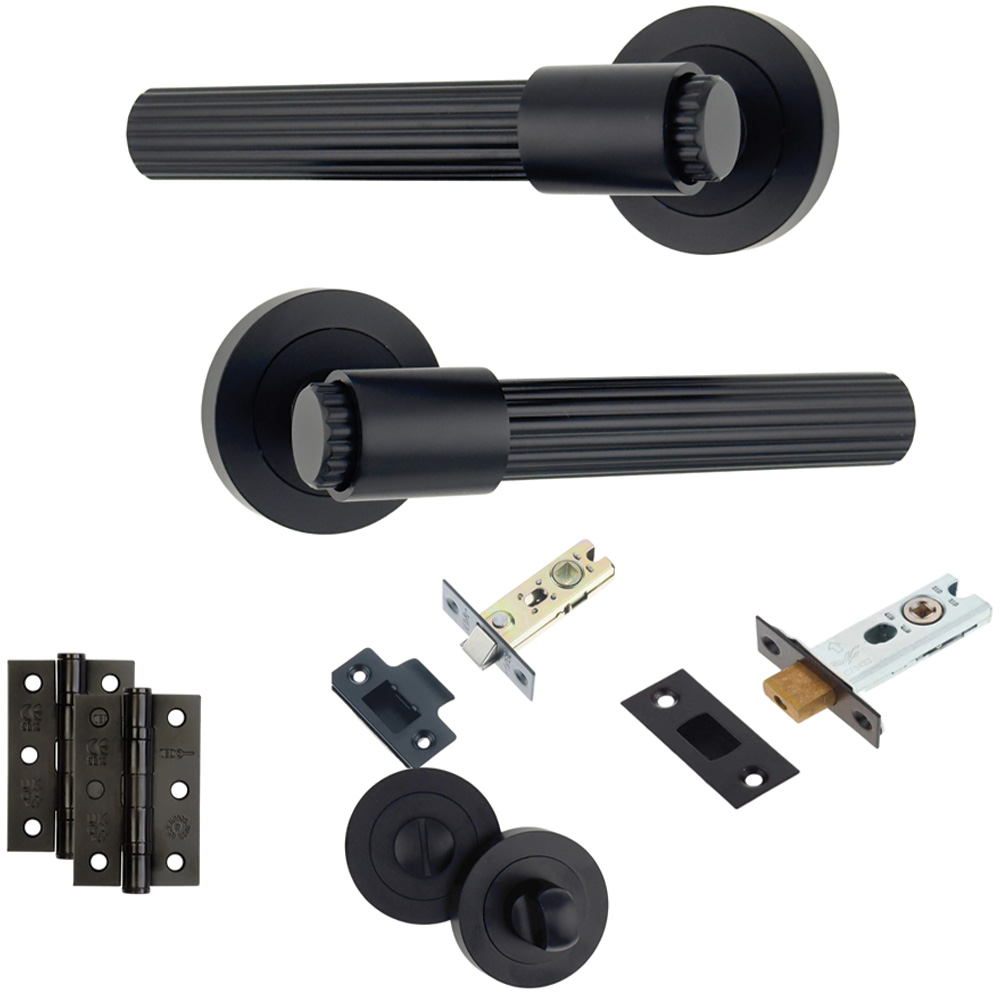 AXS Hardware Nevada Black Bathroom Door Handles on Rose 4 Pack Image 1