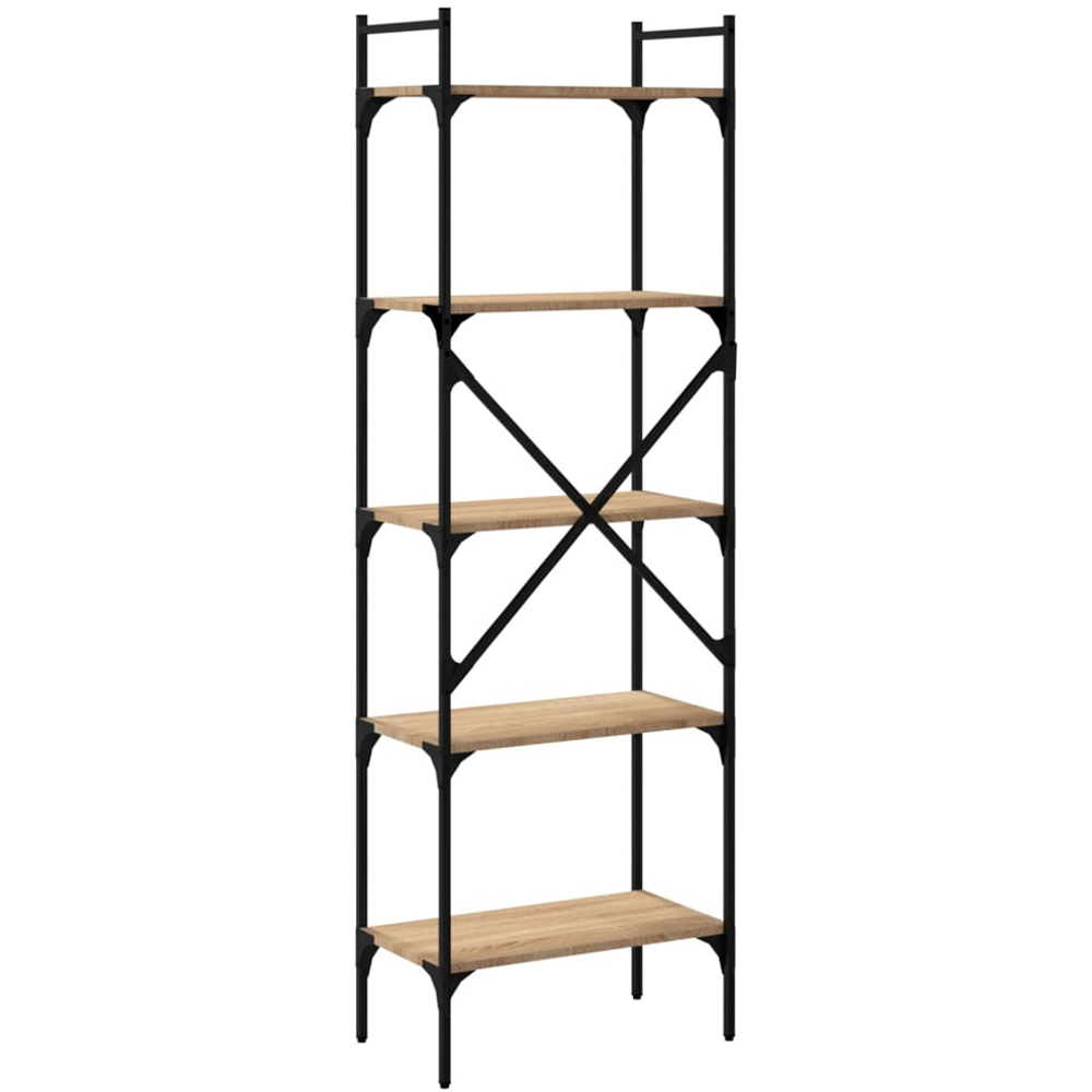 vidaXL 5 Shelf Sonoma Oak Industrial Style Tall Bookcase Image 6