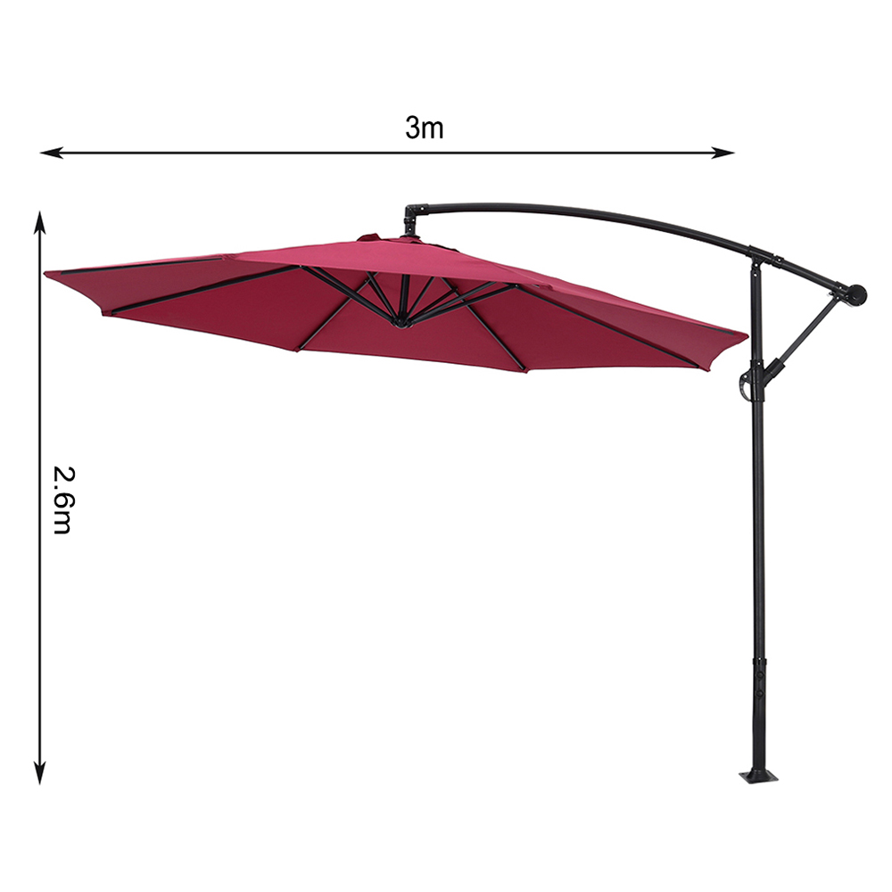 Living and Home Red Cantilever Parasol with Square Base 3m Image 7