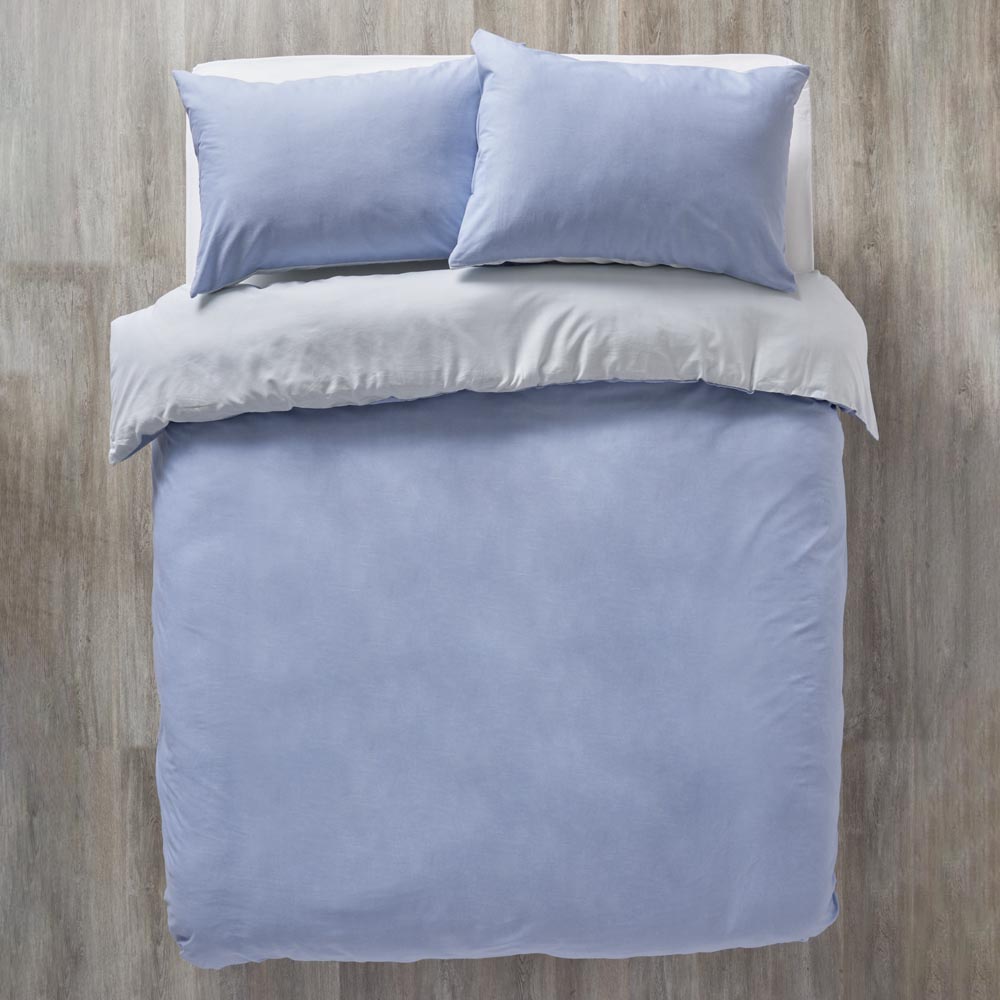 Wilko King Blue Fog Reversible Duvet Set Image 1