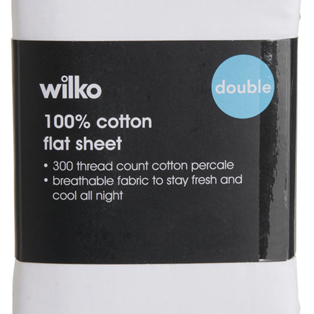 Wilko Best White 300 Thread Count Double Percale Flat Sheet Image 3